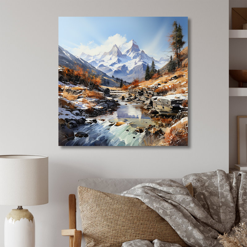 «Mountain Charm Creek In Winter», reproduction sur toile, Toile tendue, 24" H x 24" W