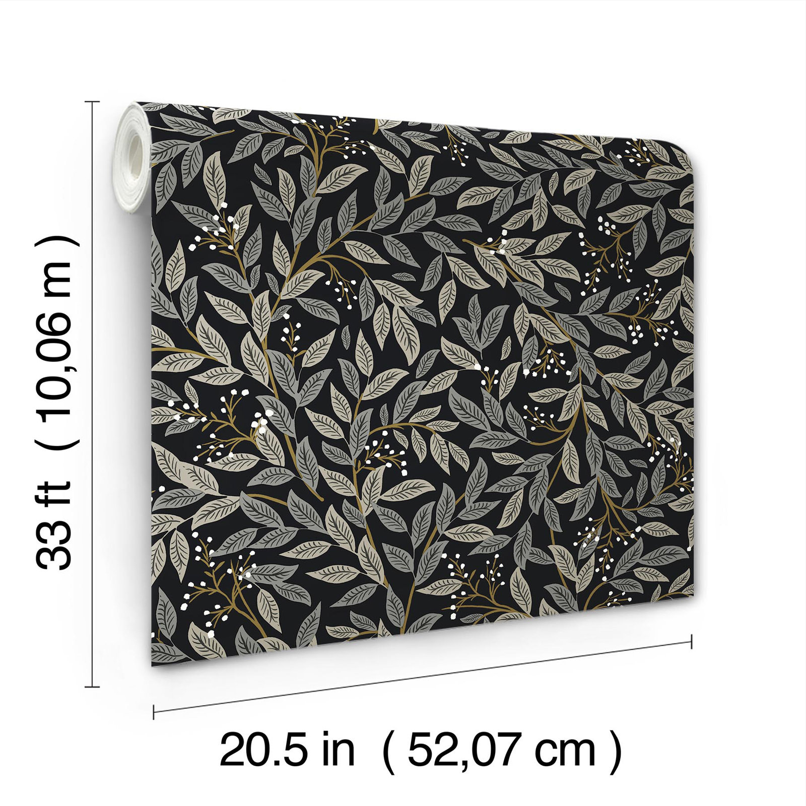 Willowberry Wallpaper Double Roll, Black