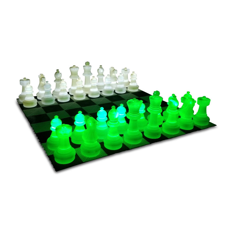 Jeu d'échecs géant en plastique avec pièces de jour MegaChess 25, Vert / blanc / noir