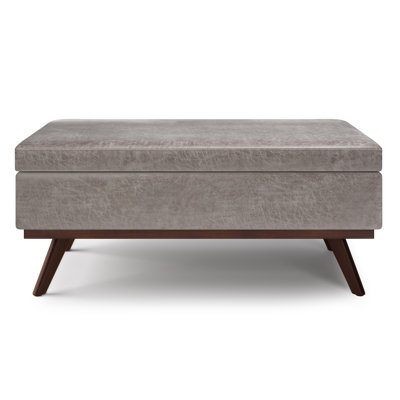 Repose-pieds capitonné rectangulaire en cuir végétalien Mid-Century avec mousse à haute densité Owen