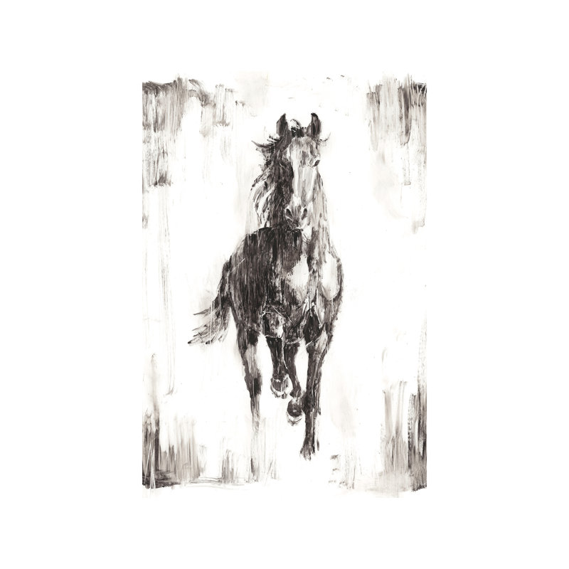 Rustic Black Stallion I by Ethan Harper - Wrapped Canvas Painting, 45.72cm H x 30.48cm W x 1.91cm D