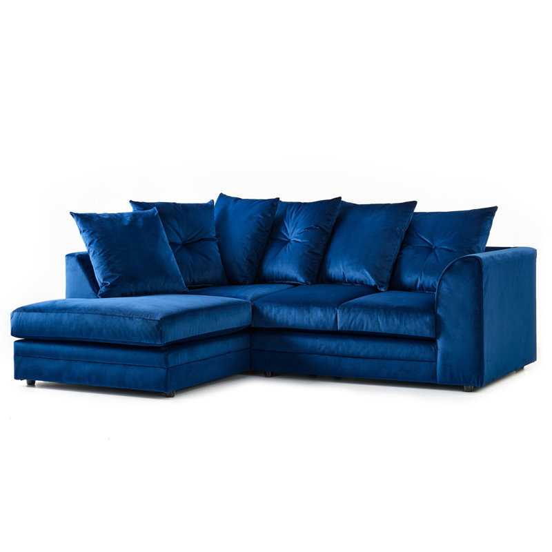 Devonte 5 Seater Velvet Corner Sofa , Left Hand Facing, Royal Blue