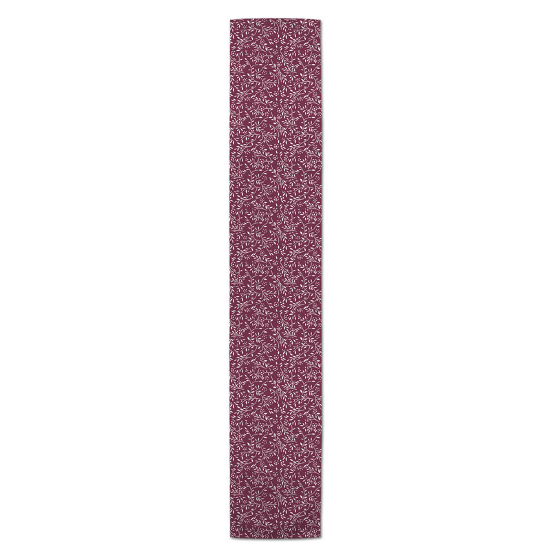 Chemin de table Maribeth, 72 po x 16 po, Bourgogne, Floral
