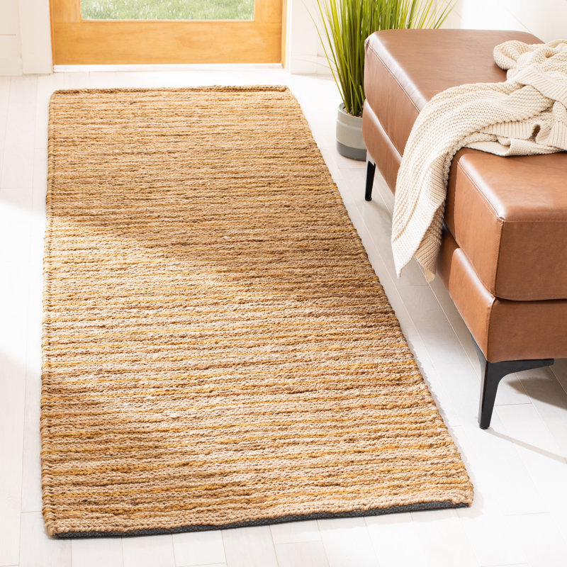 Tapis en jute noué à la main Feliciana, Tapis de couloir 2 pi 6 po x 8 pi