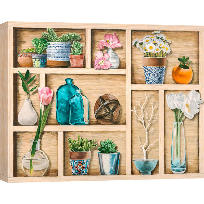 Shabby Elegance Shelf: Collection of Memoirs by Elena Dolci - Unframed Art Prints on Canvas, 70cm H x 100cm W x 4cm D