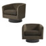 Eugenie Applewold Upholstered Coffee Velvet Swivel Barrel Chair with Solid Wood Base