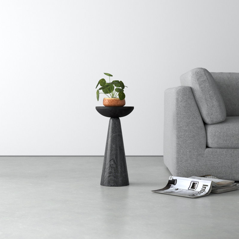 Manya Solid Wood Top End Table, Black