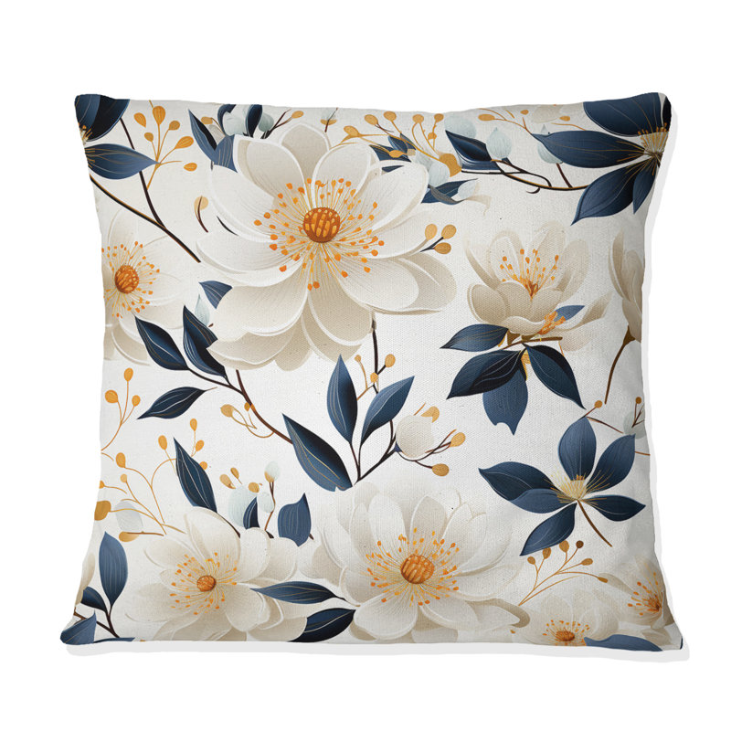 Motif floral White Essence Petals Blooms, H 18 po x l 18 po