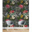Papier peint oiseaux et fleurs botaniques foncés-1310782176