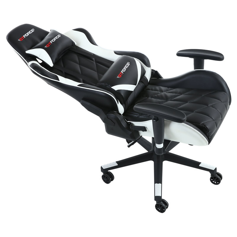 Brayden Studio Foreston Reclining Faux Leather PC & Racing Game Chair, White/Black