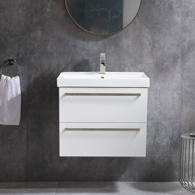 Ensemble de meuble-lavabo mural simple moderne à 2 tiroirs 30 po Jaress