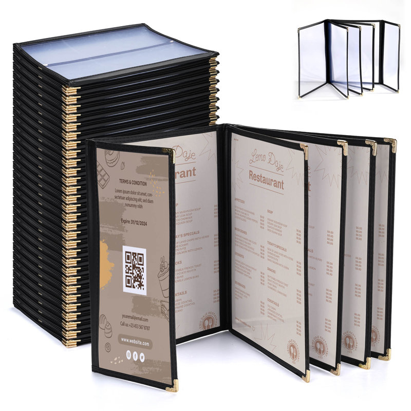 Paquet de 30 couvercles de menu de restaurant WeChef 8,5 x 11 po 5 pages 10 et 4,25 x 11 po liste de vin