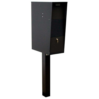 Vacation Mailbox with 4" Square Post - Black