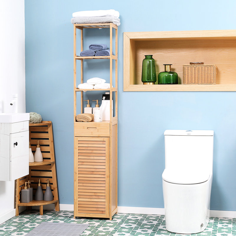Freestanding Bathroom Chest - Provides Extra Storage Space Cabinet With Drawers Efficient