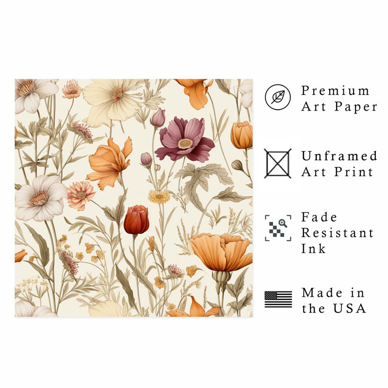 «Botanical Wildflowers», motif de chalet sans cadre, H 10 po x l 10 po