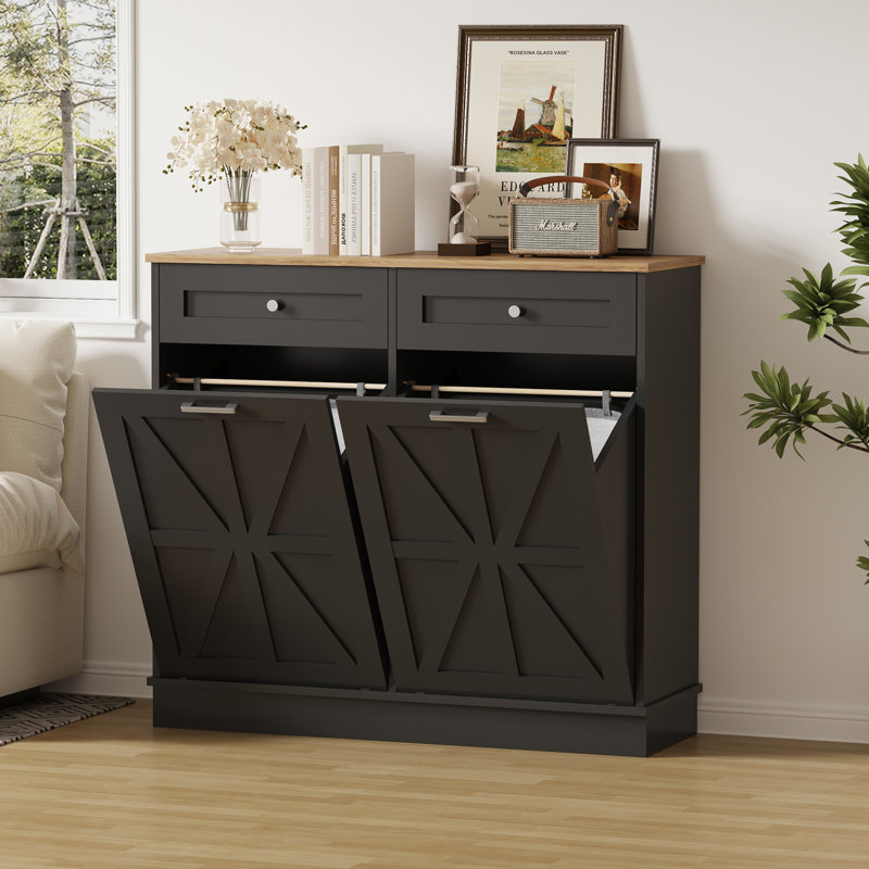 Armoire poubelle Farmhouse Double Tilt-Out, Noir
