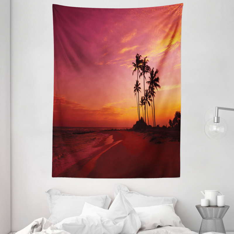 Tapisserie en polyester avec palmiers, H 80 po x l 60 po