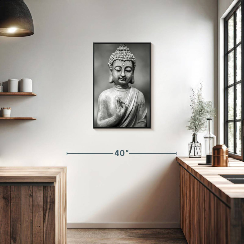 Grey Buddha, Floating Frame Black, 21" X 31"