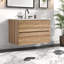 Meuble-lavabo moderne en chêne avec lavabo en céramique intégré et rangement spacieux