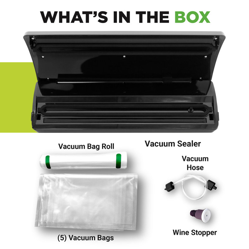 Nutrichef Automatic Food Vacuum Sealer - Electric Air Sealing Preserver System with Reusable Vacuum Food Bags 