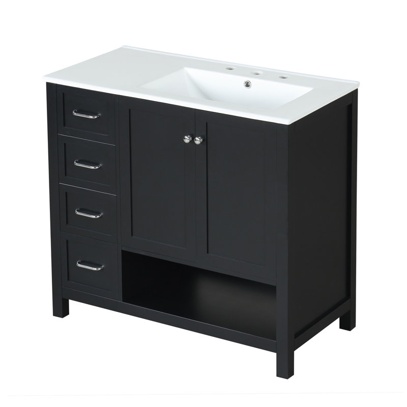 Meuble-lavabo simple 36 po avec comptoir en céramique 36 po