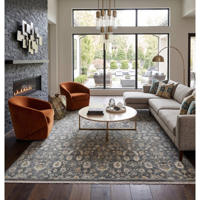 Hiller Traditional Hand-Knotted Iron Area Rug