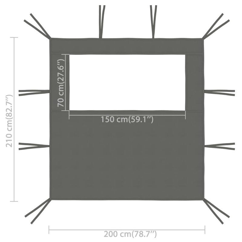 Mur latéral de pavillon de jardin Tybee, Anthracite, L 161,4 po x P 82,7 po