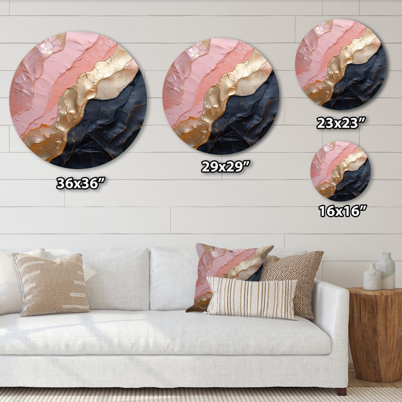 Dover - Reproduction d'art abstrait en métal rond, H 36 po x l 36 po