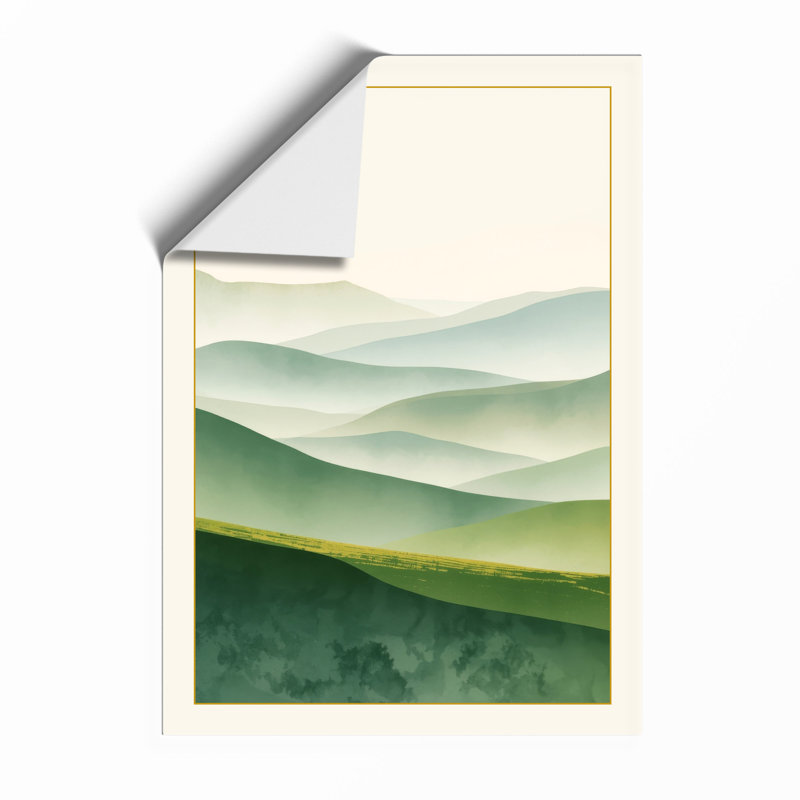 Misty Layered Hills Scandinavian - Framed Print, Unframed, A4 - 29.7 x 21.0 cm