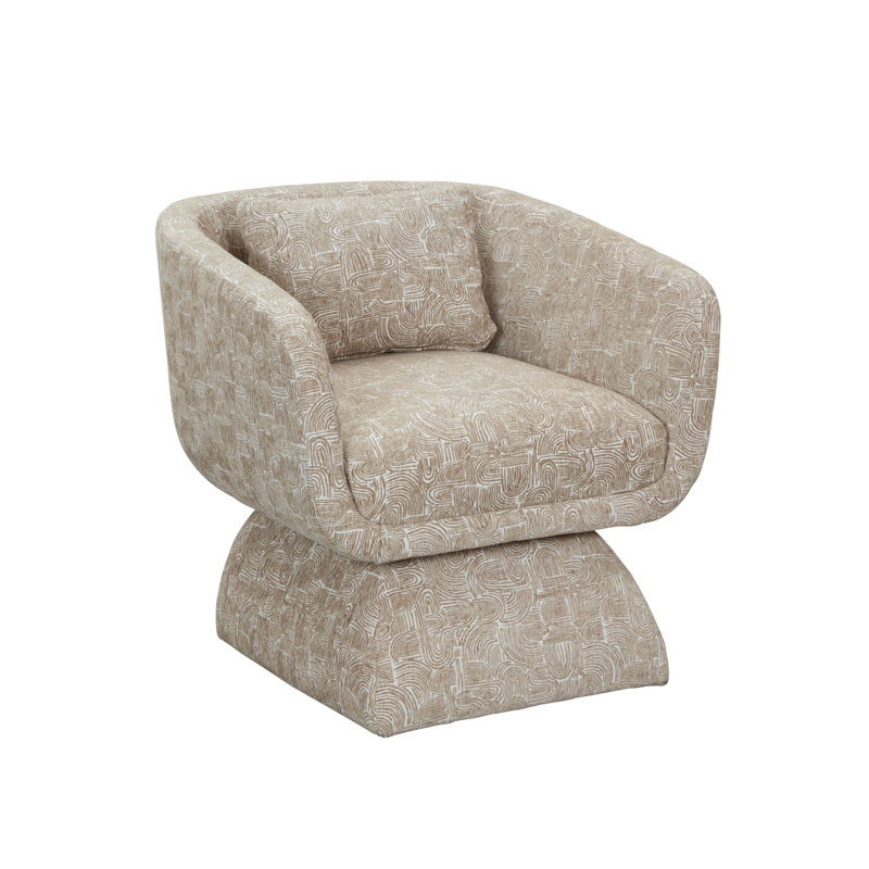 Fauteuil d'appoint pivotant en chenille moderne, Jaune terre, 1
