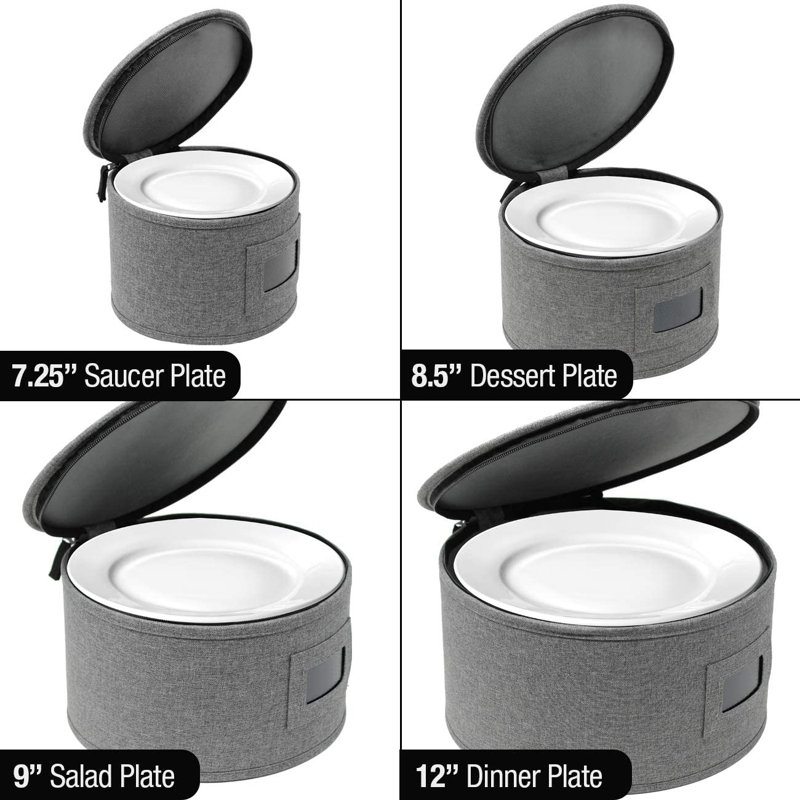 Sorbus 5-Set Stackable Dinnerware Storage Set with Plate Protector, Gray