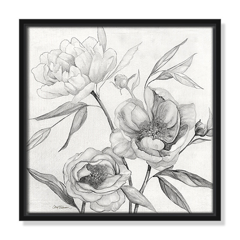 Collection Linen Peony, H 13,5 po x l 13,5 po x P 2 po, Noir