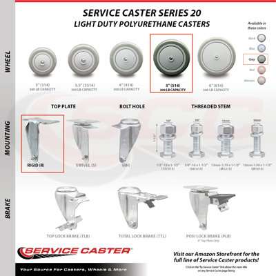 4 Piece Rubbermaid Caster Set -  Service Caster, RUB-SCC-20S514-PPUB-2-R514-2