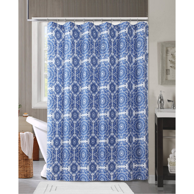 Bevin Geometric Shower Curtain with Hooks Included