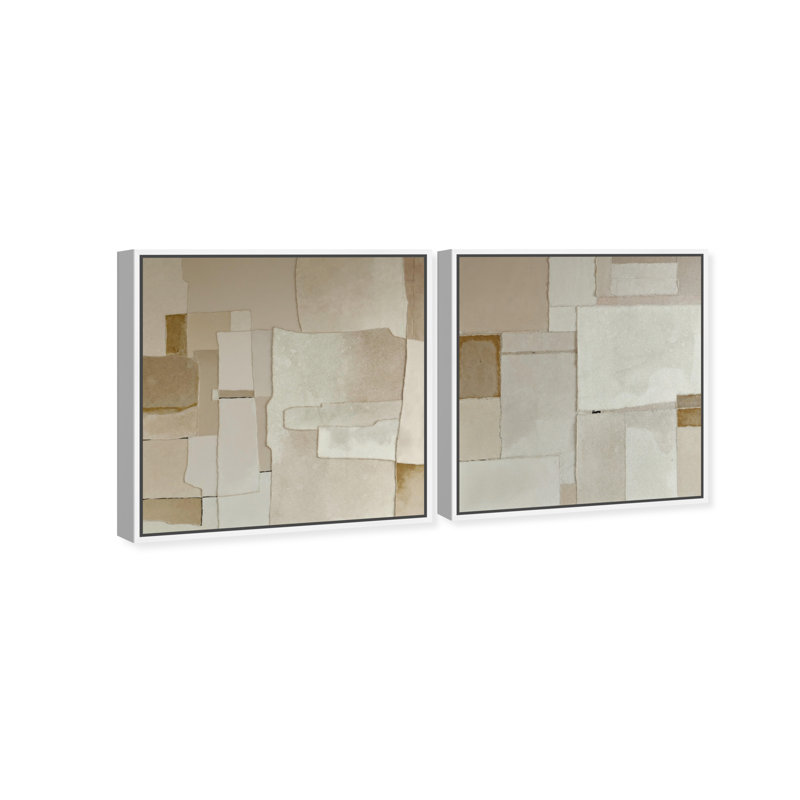 Vanilla Set Canvas Abstract Print by Oliver Gal, Black Frame, 12 x 12, 31"H x 31"W, White Floater Frame