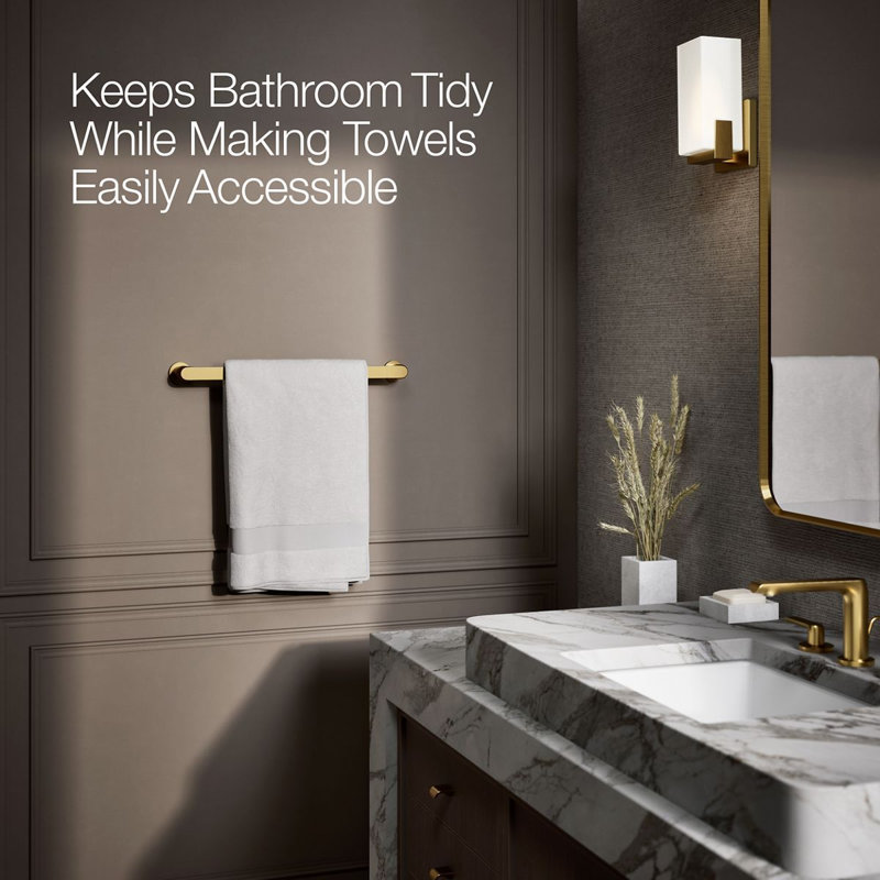 Avid Towel Bar, 18"W, Vibrant Brushed Moderne Brass
