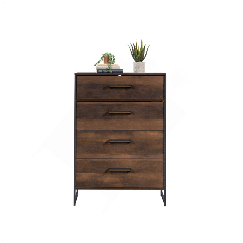 Commode 4 tiroirs, finition brune