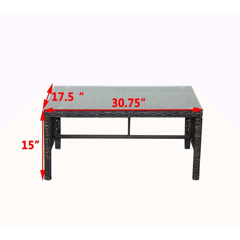 Table basse d'extérieur 1 table basse avec verre trempé transparent