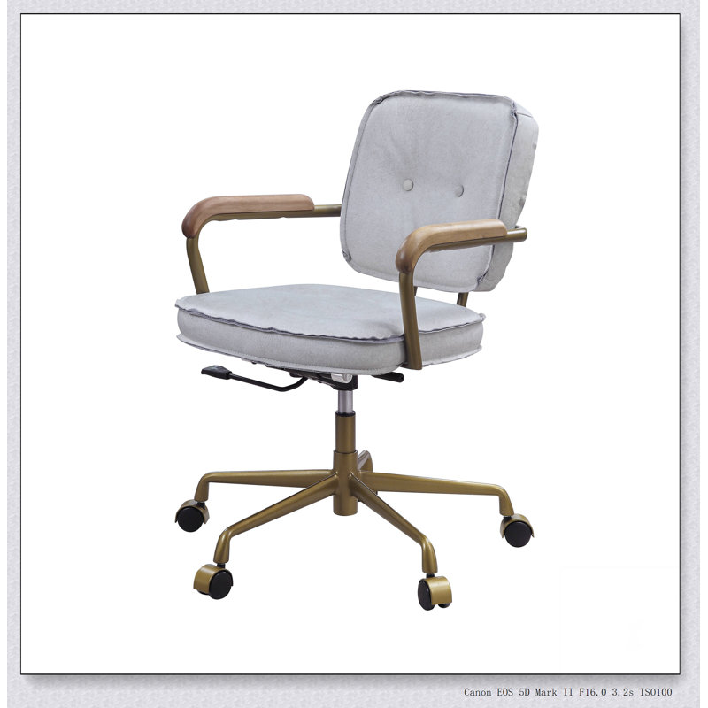 Chaise de bureau Siecross, Gris blanc antique, Brun
