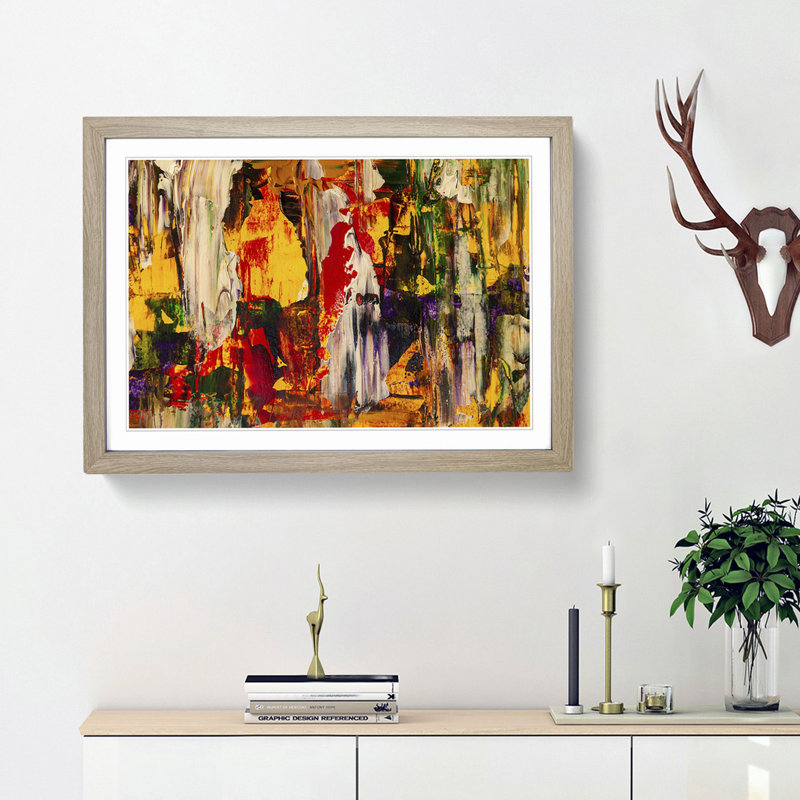 Abstract Art Painting Vol.213 by S.Johnson - Picture Frame Painting Print, Oak Framed, 27cm H x 36cm W x 2cm D
