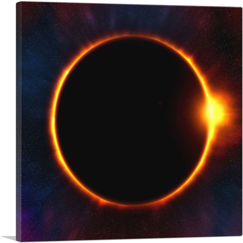 Solar Eclipse Moon Blocking out Sun - reproduction de photo sur toile tendue, H 26 po x l 26 po x P 1,5 po