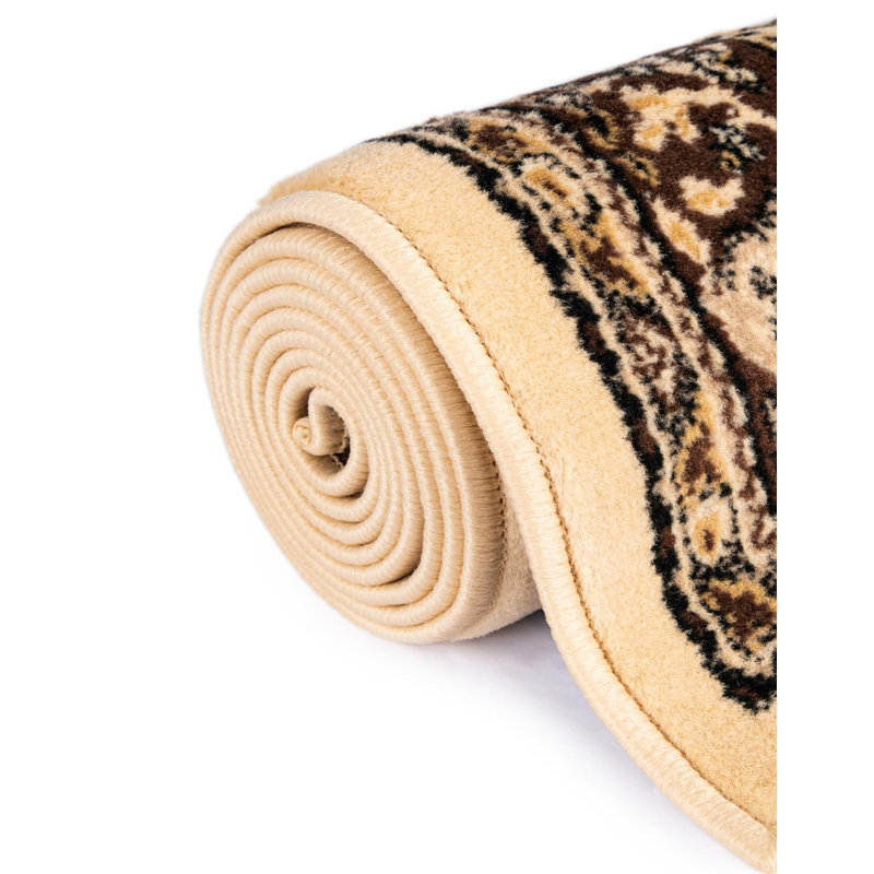 Tapis oriental noir Balthrop, Beige, Runner 2'11" x 16'5"
