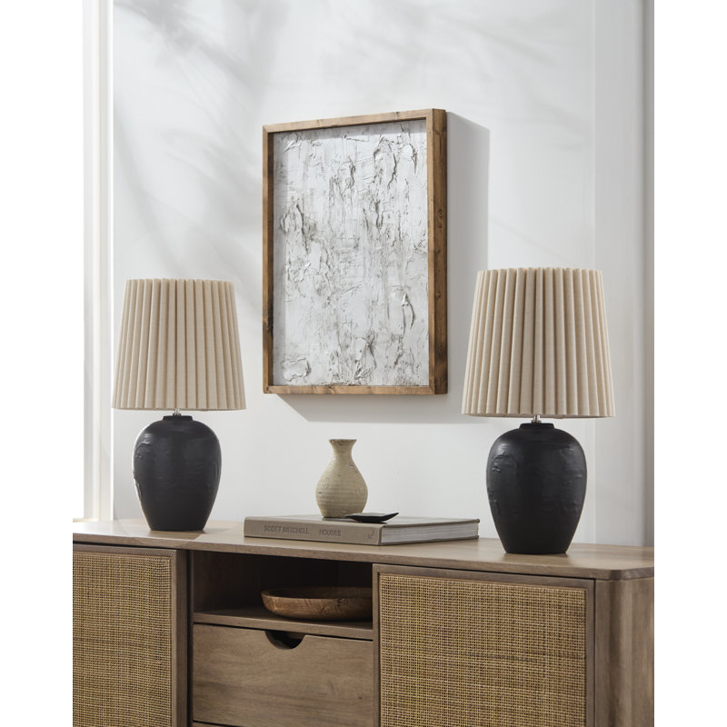 Rubinder Table Lamp Set, Black/Tan