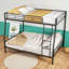 Structure de lit superposé double en métal robuste pour adultes, conception robuste et peu encombrante, aucun sommier tapissier nécessaire