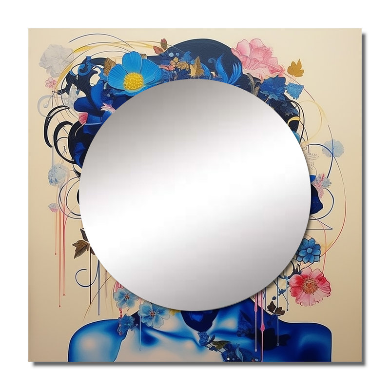 Miroir carré asiatique pour femme, 23 po x 23 po