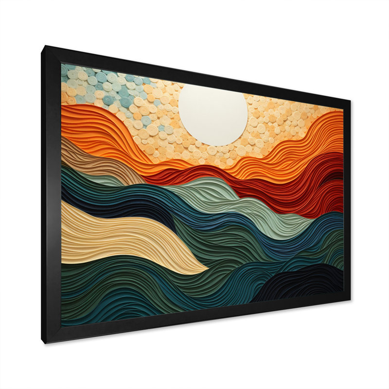 «Desert Sands Abstract», art mural sur toile, H 24 po x l 32 po x P 1 po, Cadre simple noir