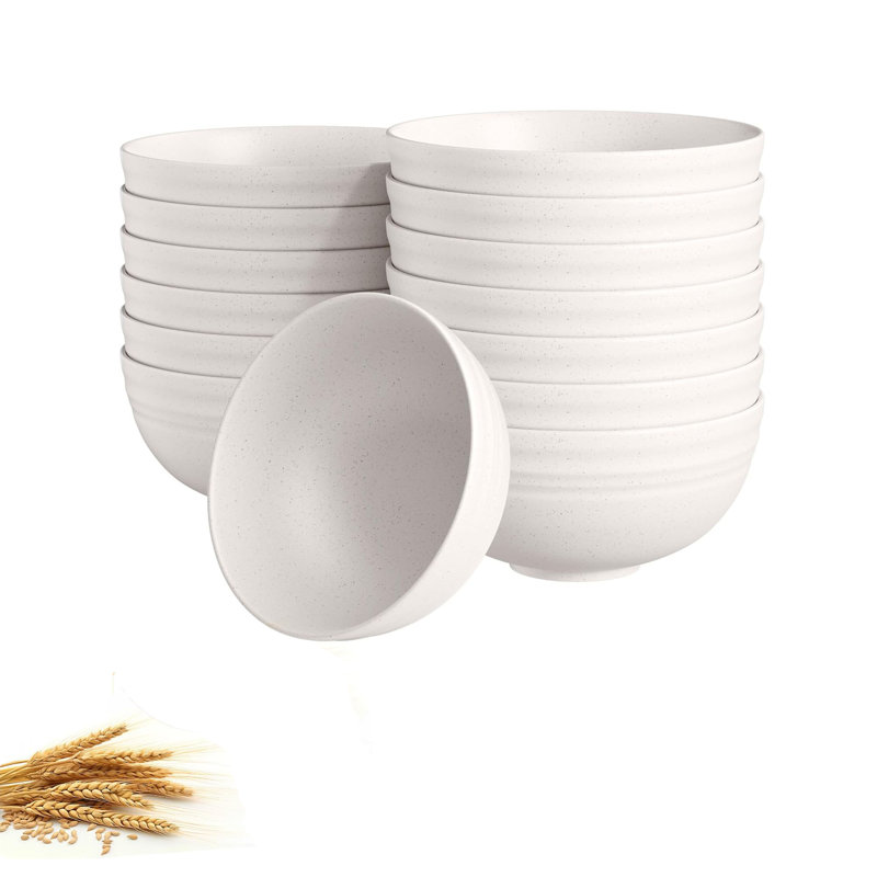 Ensemble de bols en plastique encastrable Didadi Portable pour pique-nique, 14 bols de céréales incassables, bols de paille de blé allant au lave-vaisselle et au micro-ondes, bols à dessert et à soupe légers faciles à nettoyer, multicolores