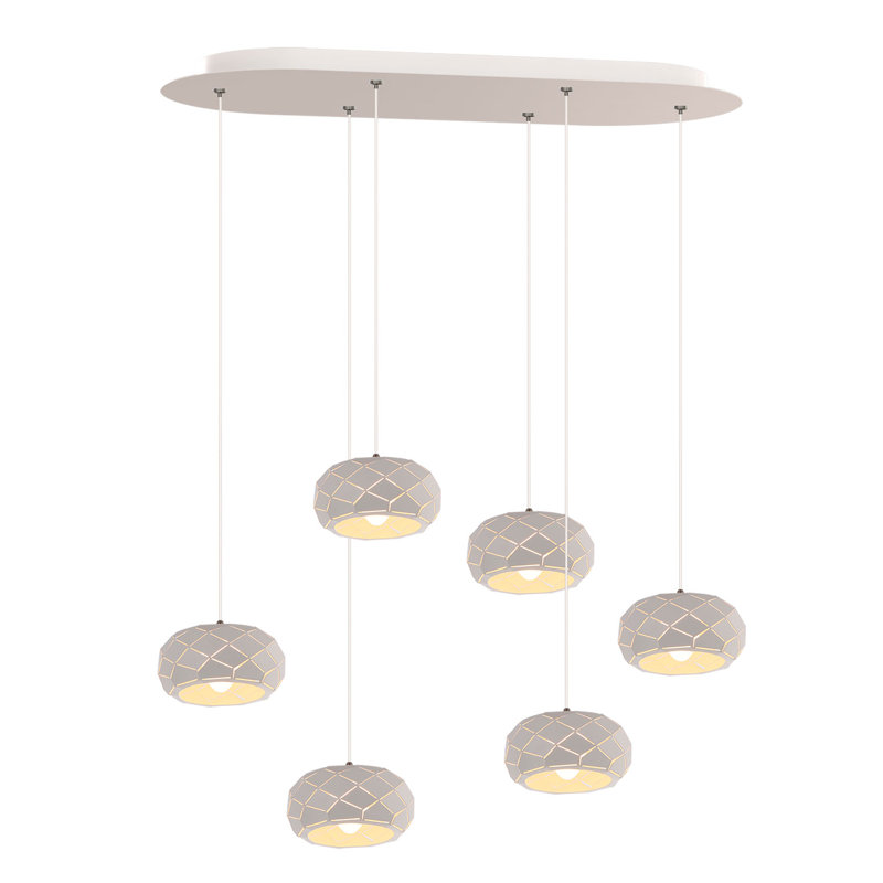 Luminaire suspendu en grappe 6 lumières Bixby, Blanc