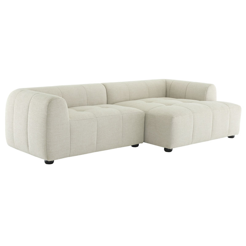 Liana Upholstered Fabric Modular Sofa With Chaise, Beige Fabric, Right Facing Hand