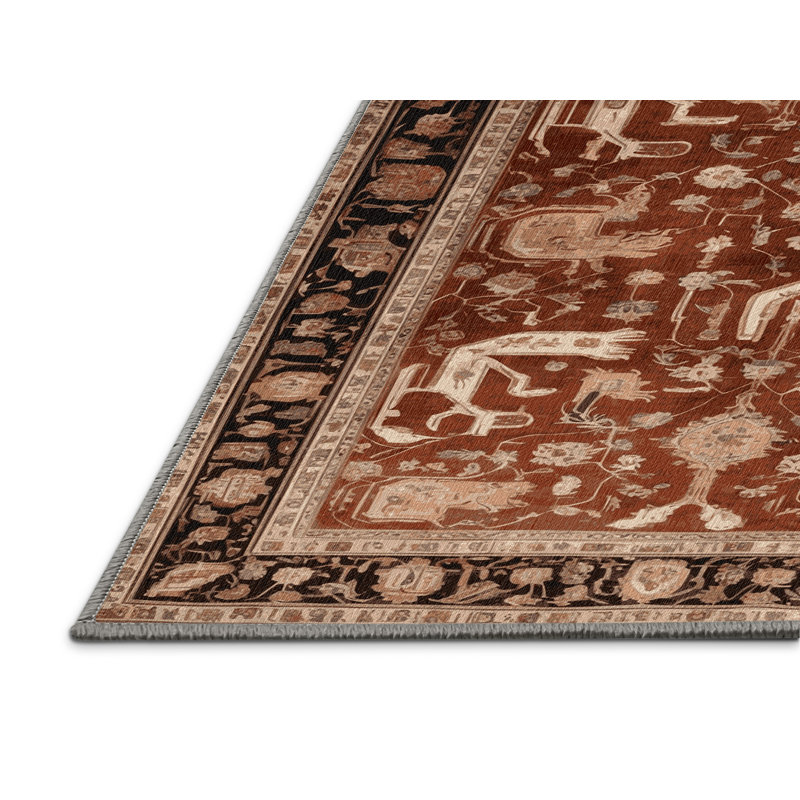 Tapis brun lavable à la machine, Rond 3 pi